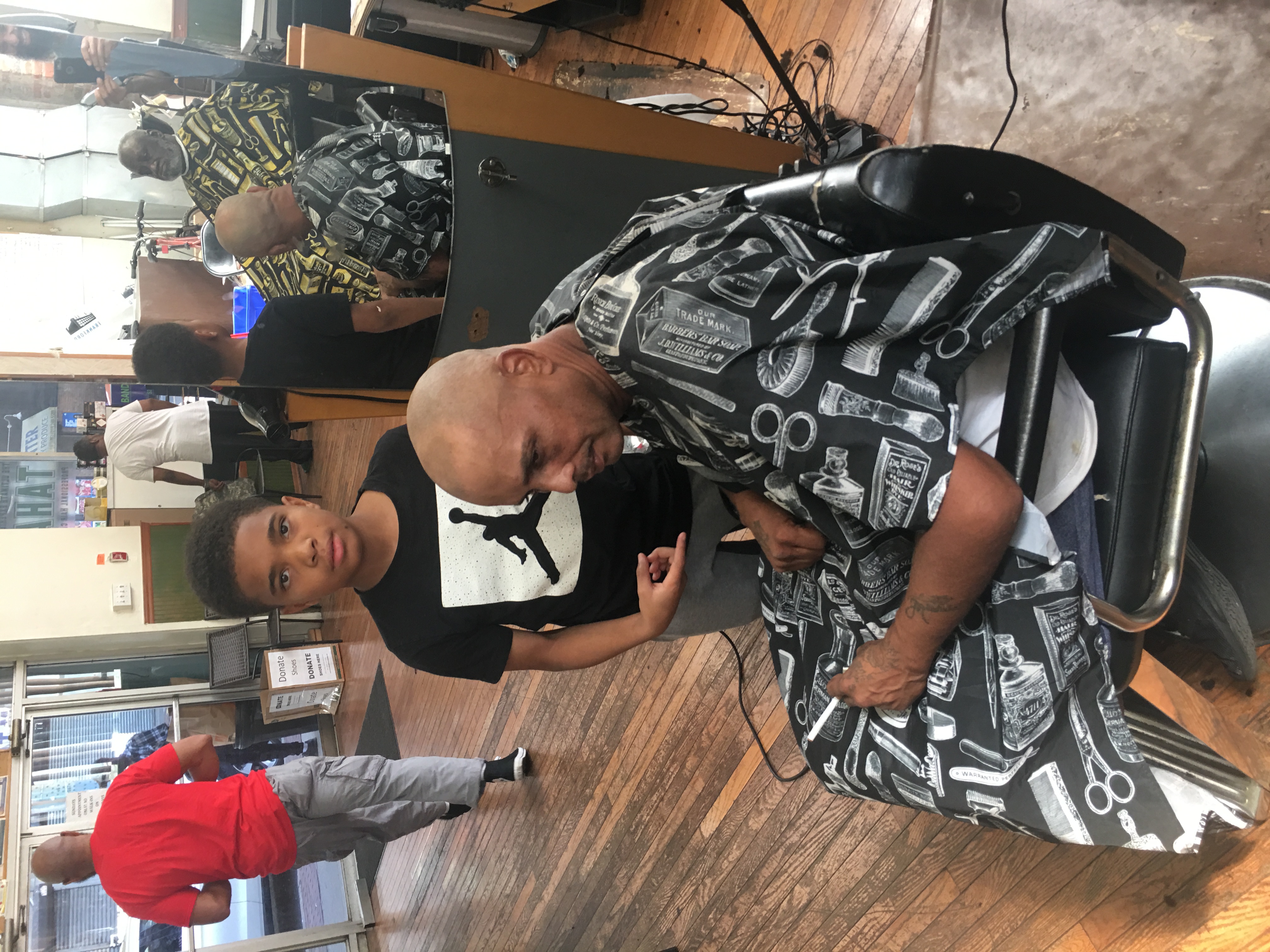 Barber and clients